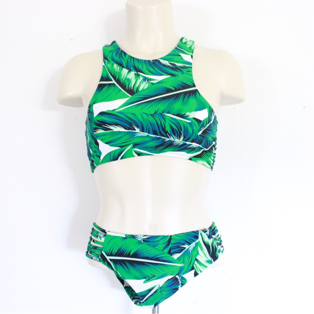 Cupshe Tropical Leaf Print Bikini Set Medium